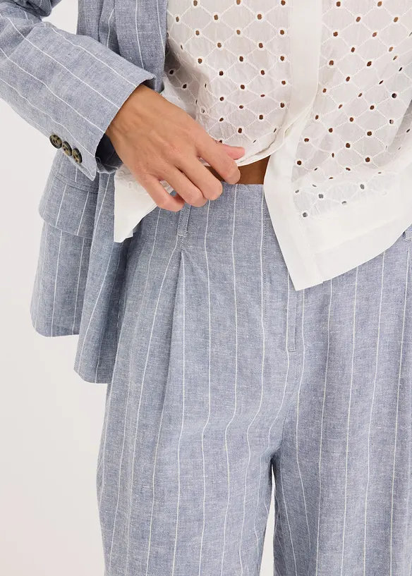 Pantalon à pinces en lin majoritaire, bonprix