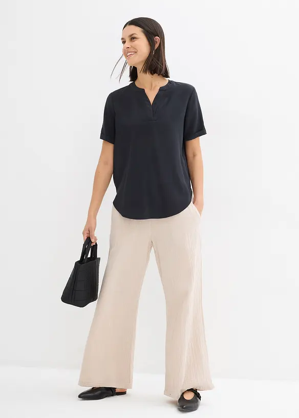 Blouse manches courtes en viscose mélangée, bonprix