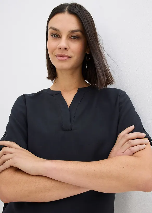 Blouse manches courtes en viscose mélangée, bonprix