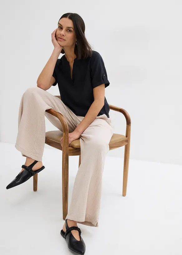 Blouse manches courtes en viscose mélangée, bonprix