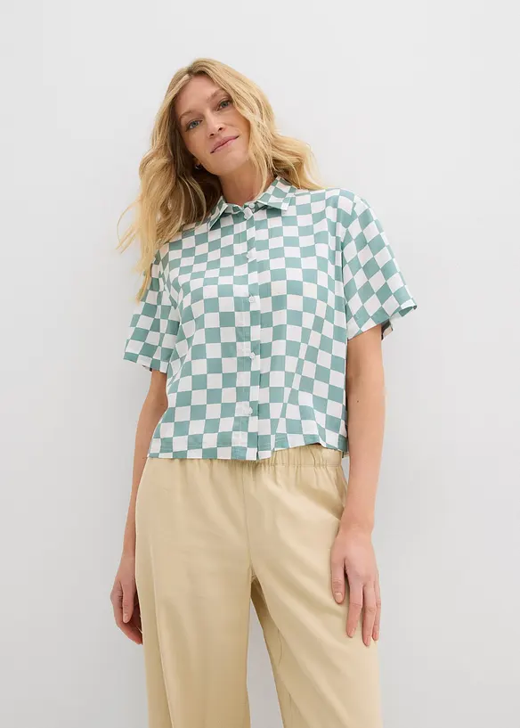 Blouse manches courtes à carreaux, bonprix