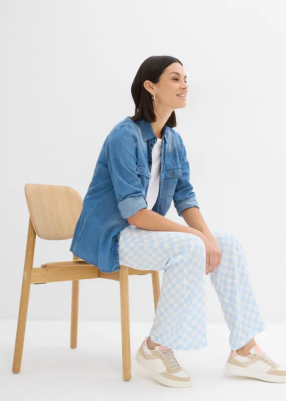 Pantalon ample à carreaux, en viscose fluide, bonprix