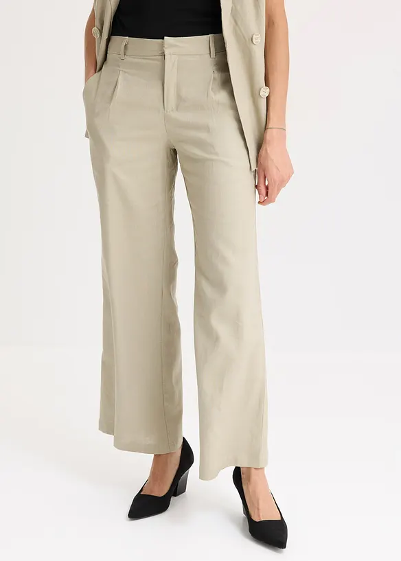Pantalon palazzo en lin mélangé, bonprix