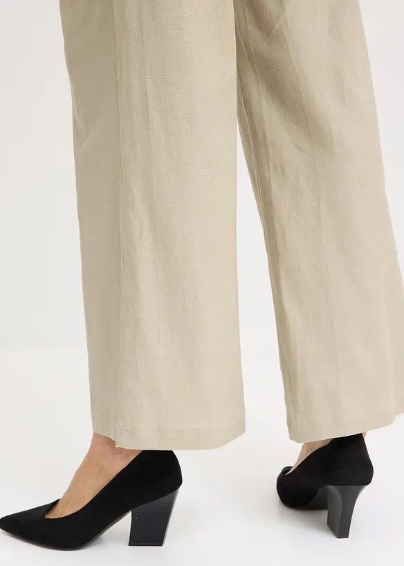 Pantalon palazzo en lin mélangé, bonprix