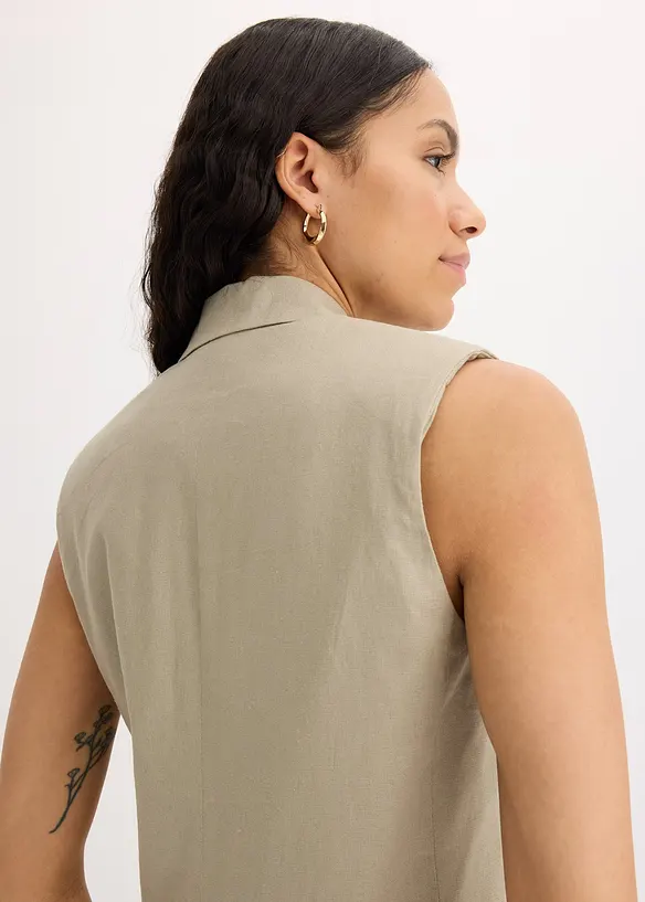 Leinen-Blazer ohne Arm, bonprix