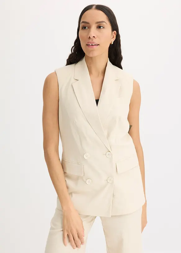 Blazer sans manches en lin mélangé, bonprix