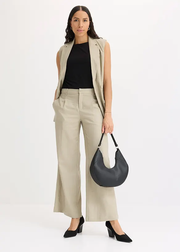 Pantalon palazzo en lin mélangé, bonprix