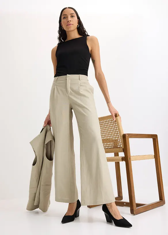 Pantalon palazzo en lin mélangé, bonprix