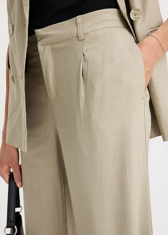 Pantalon palazzo en lin mélangé, bonprix
