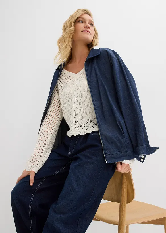 Pull léger en maille ajourée, bonprix