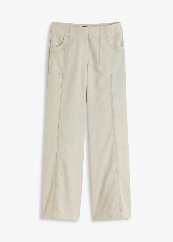 Pantalon large en lin mélangé, bonprix