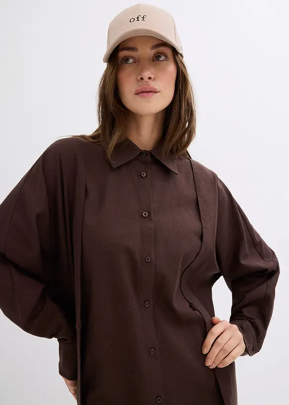 Robe-chemise oversize en viscose mélangée, bonprix
