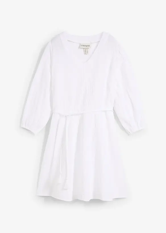 Robe courte patineuse avec ceinture à nouer et manches 3/4 amples, bonprix