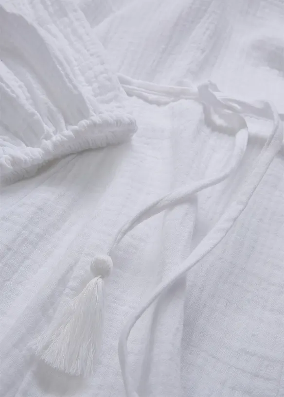 Robe courte patineuse avec ceinture à nouer et manches 3/4 amples, bonprix