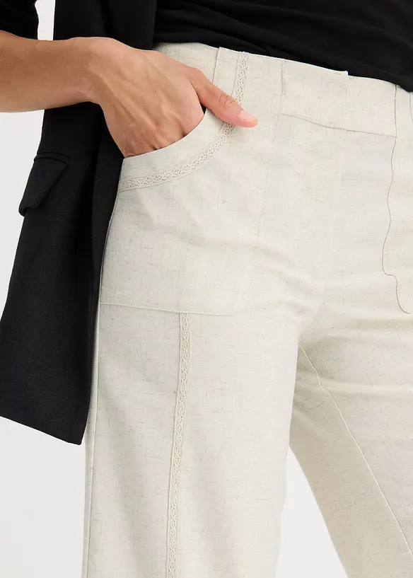 Pantalon large en lin mélangé, bonprix