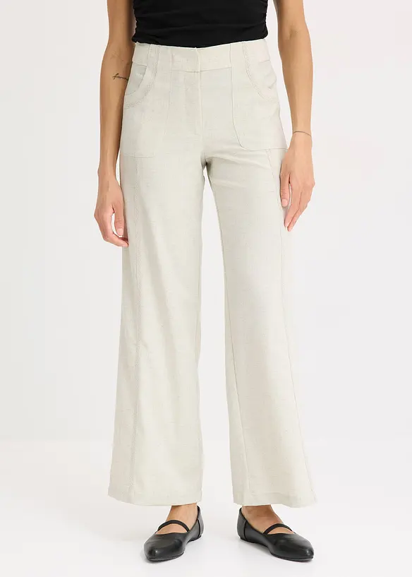 Pantalon large en lin mélangé, bonprix