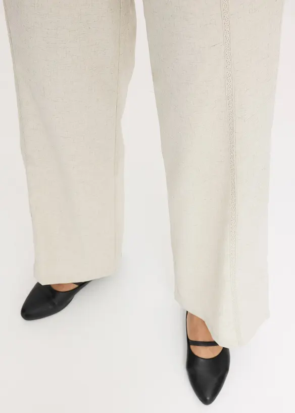 Pantalon large en lin mélangé, bonprix