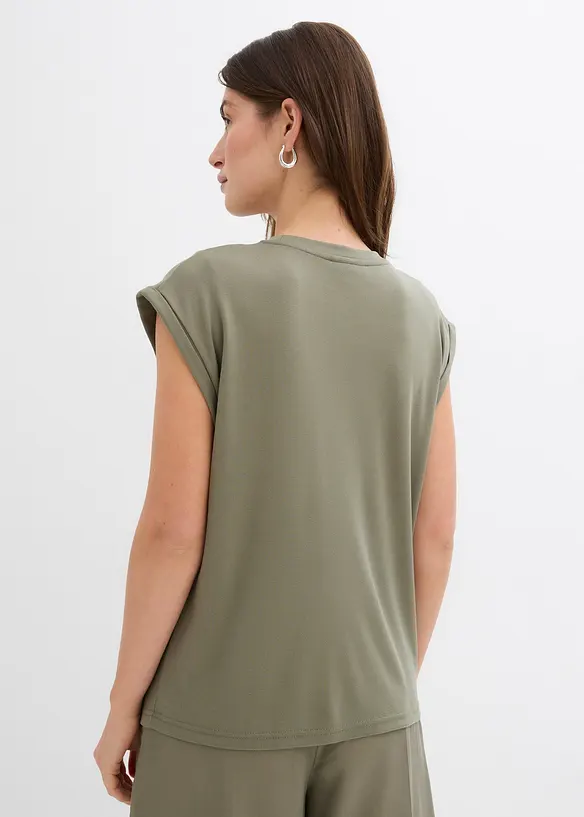 Top à épaulettes en viscose mélangée, bonprix