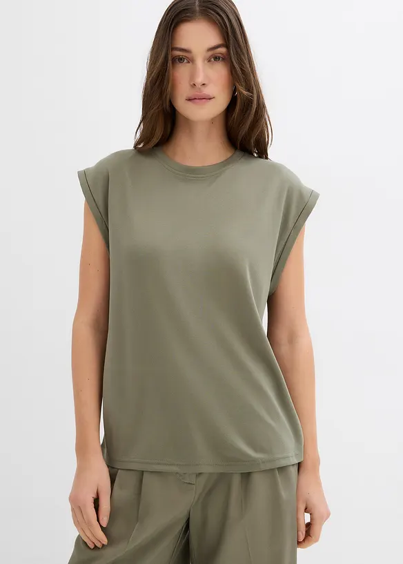Top à épaulettes en viscose mélangée, bonprix