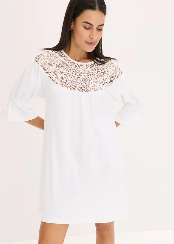 Robe en jersey avec dentelle au crochet, bonprix