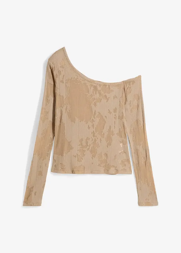 T-shirt à épaule dégagée aspect dévoré, bonprix