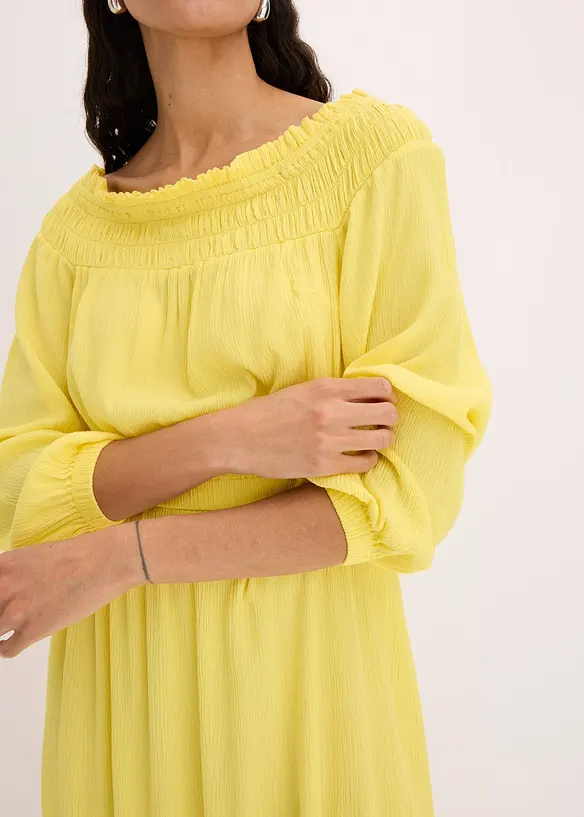 Robe à col Bardot en viscose texturée, bonprix