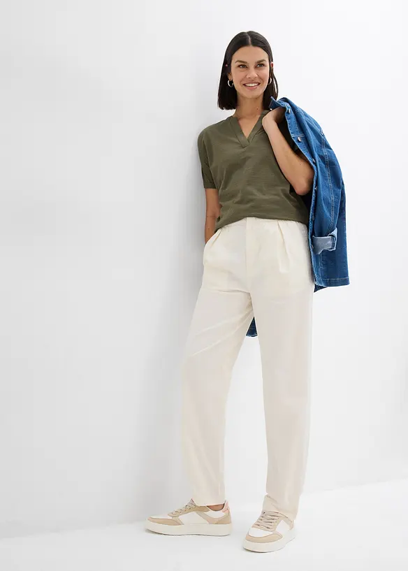 Pantalon carotte en coton extensible, bonprix