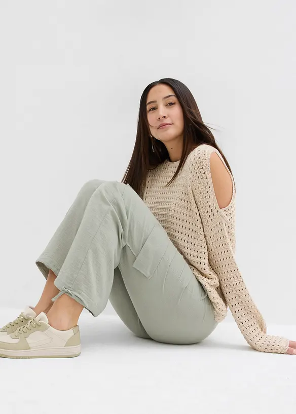 Pantalon fluide à poches cargo, bonprix
