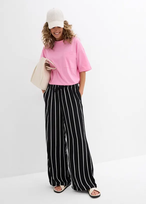 Pantalon large en crêpe léger, bonprix