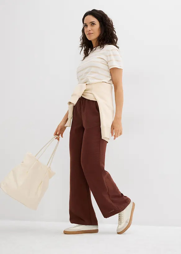 Pantalon palazzo à bords-côtes, bonprix