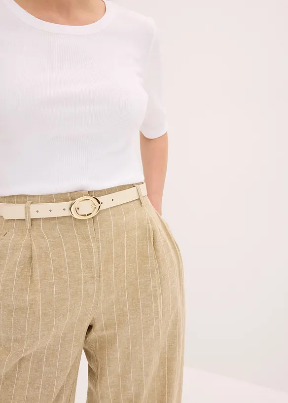 Bundfaltenhose mit Leinenanteil, bonprix