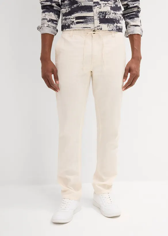 Regular Fit Chinohose aus luftigem Leinen-Mix, Straight, bonprix