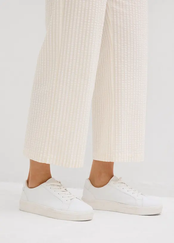 Pantalon palazzo en seersucker, longueur 7/8, bonprix