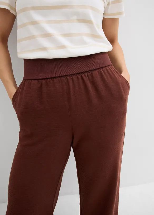 Pantalon palazzo à bords-côtes, bonprix