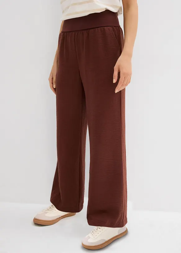 Pantalon palazzo à bords-côtes, bonprix