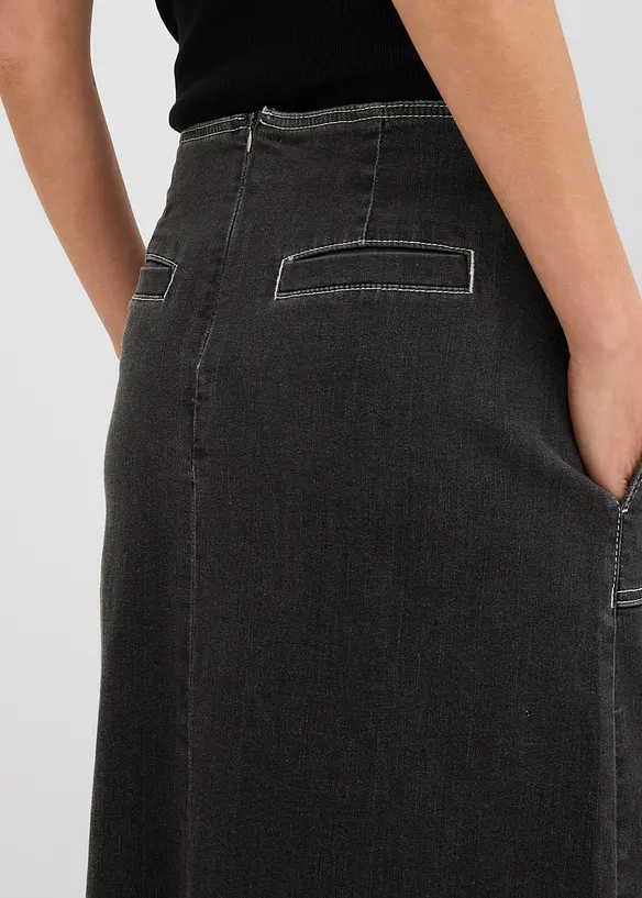 Jupe midi en jean, taille normale, bonprix