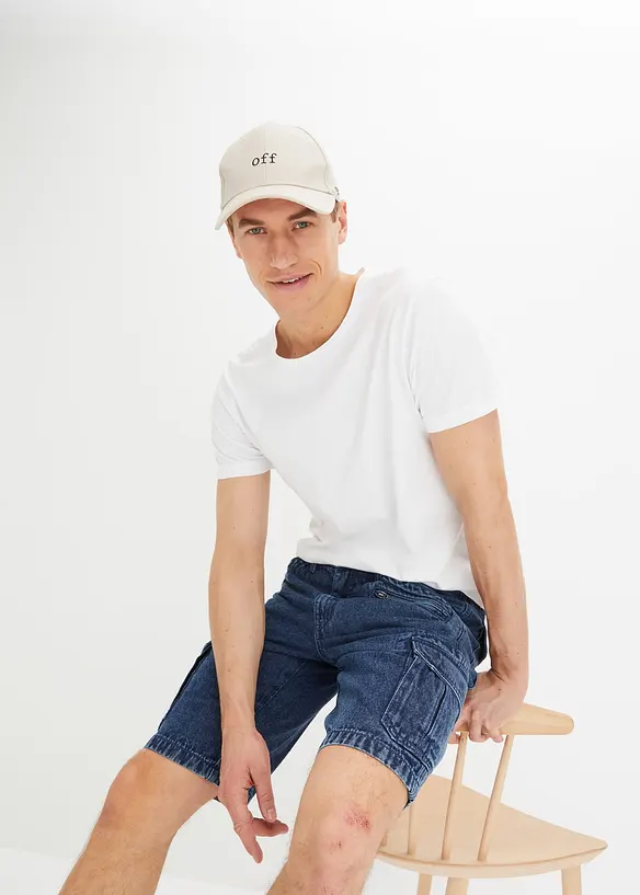 Bermuda cargo en jean, coton, Loose, bonprix