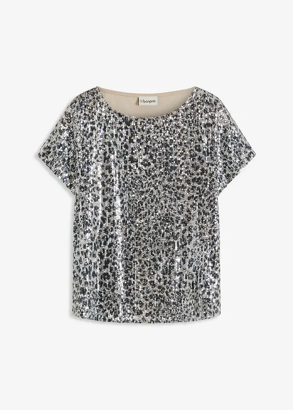 T-shirt imprimé léopard à sequins, bonprix