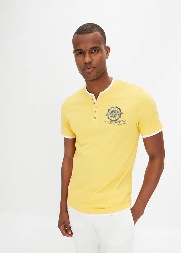 Lot de 2 t-shirts col tunisien 100 % coton, bonprix