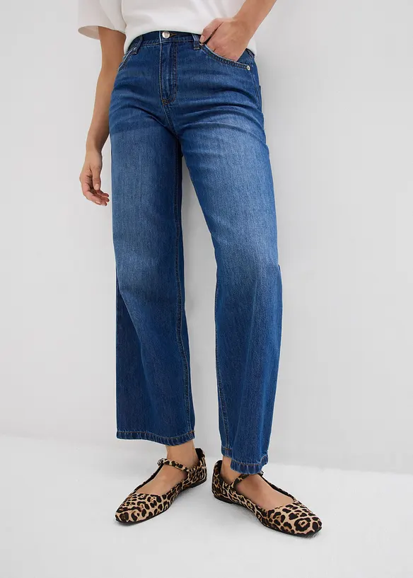 Loose Straight-Jeans Mid Waist, cropped, bonprix