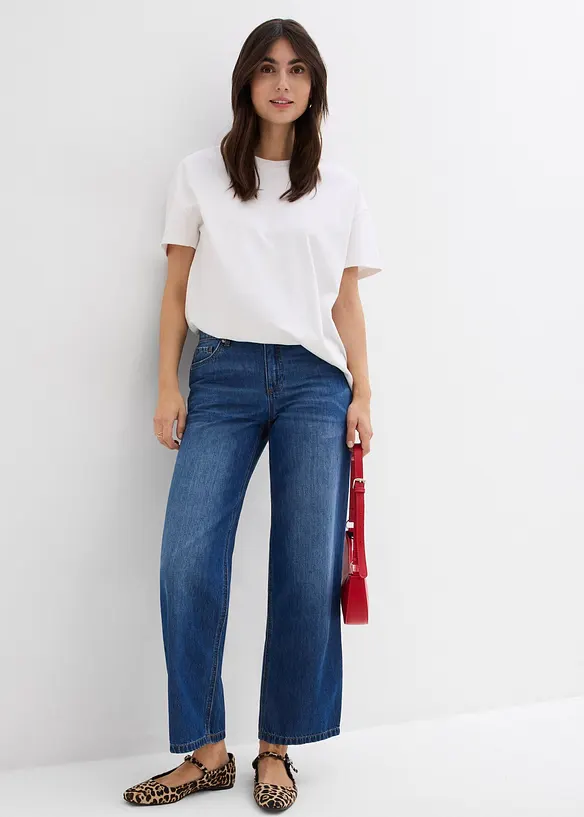 Loose Straight-Jeans Mid Waist, cropped, bonprix