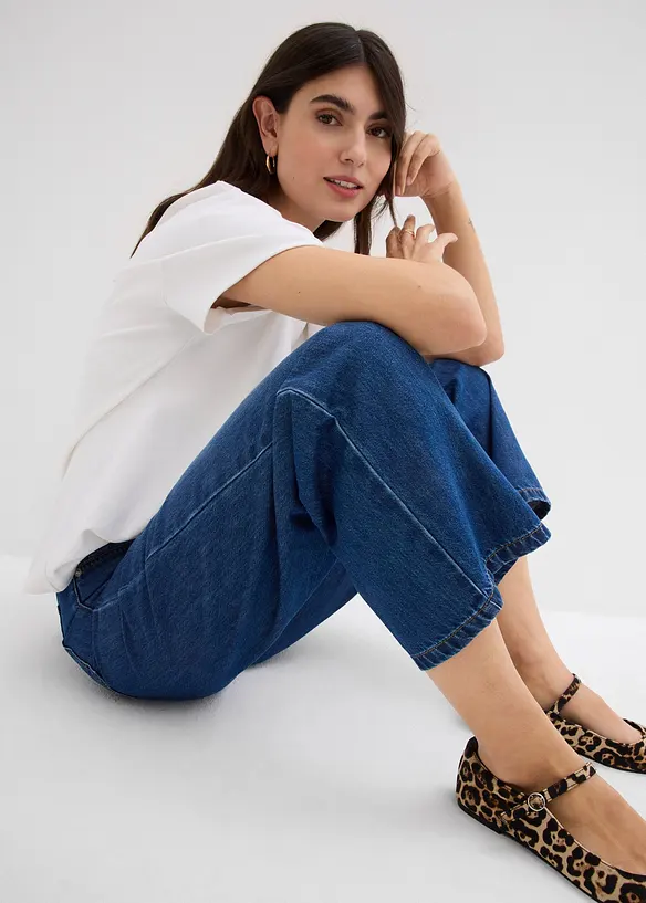 Loose Straight-Jeans Mid Waist, cropped, bonprix