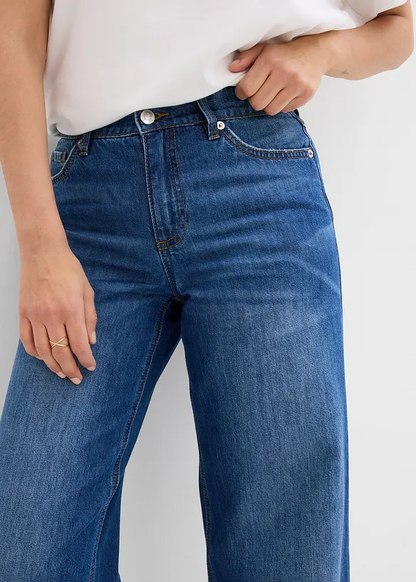 Loose Straight-Jeans Mid Waist, cropped, bonprix