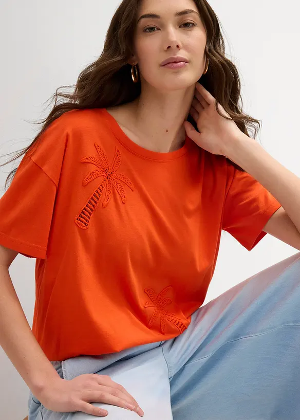 T-shirt avec détail en dentelle, bonprix