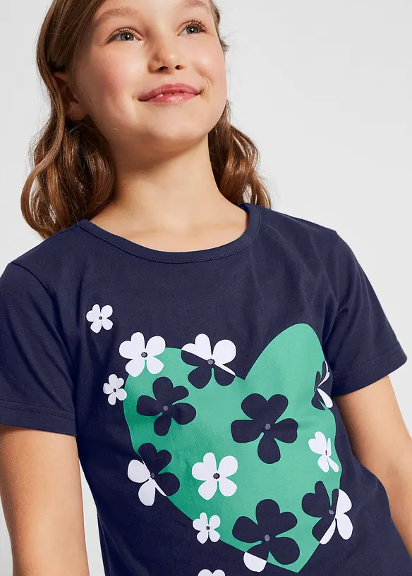 Lot de 2 T-shirts fille en coton, bonprix
