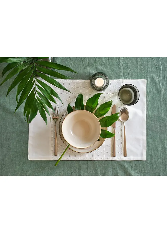 Bio Baumwoll Tischset mit Stickerei (2er Pack), bonprix