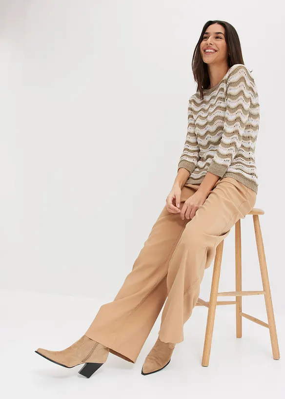 Pull en maille ajourée, bonprix