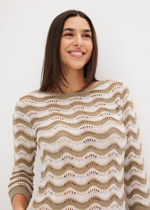 Pull en maille ajourée, bonprix