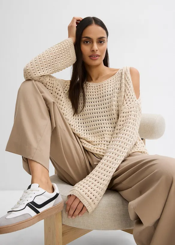 Pull boxy à découpes, bonprix