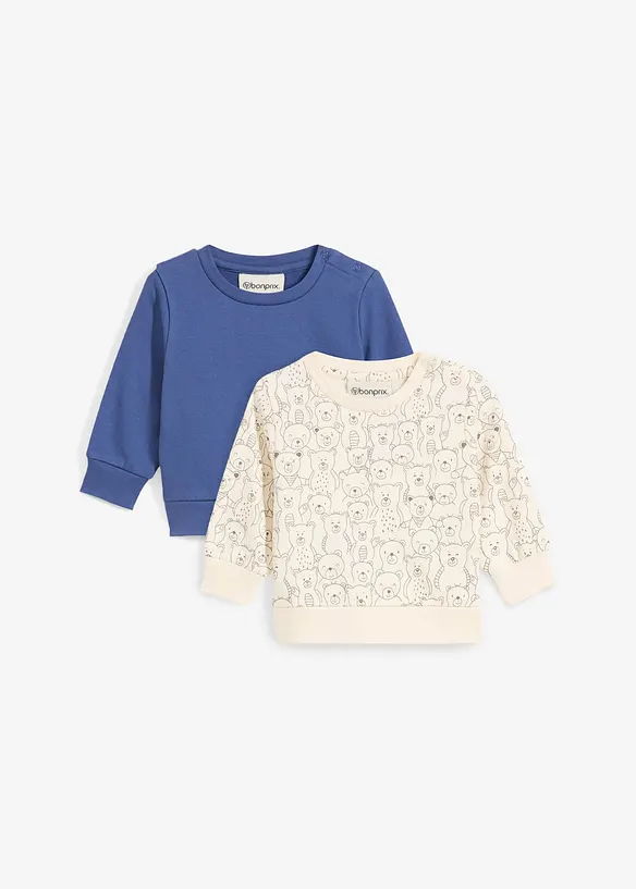 Lot de 2 sweats 100% coton, bonprix